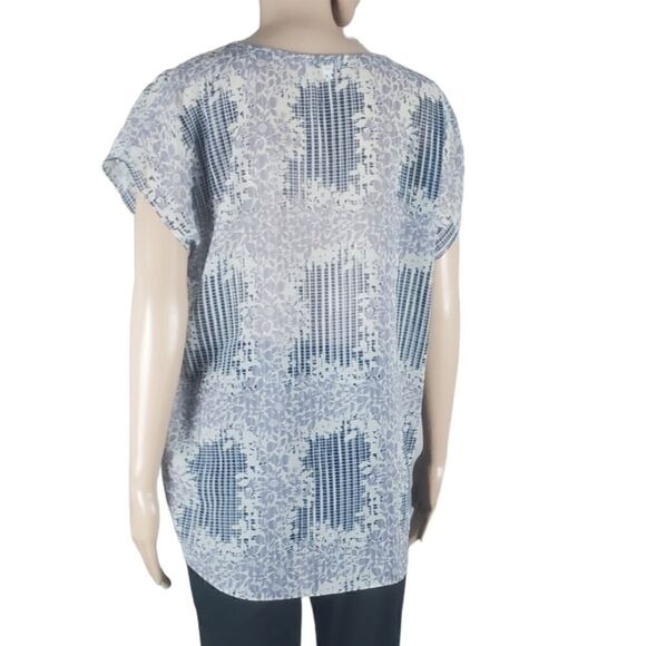 CAbi Blue & Grayish Purple Floral Semi Sheer Top - Picture 3 of 6